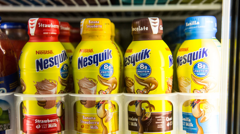 Nesquik flavors in a store.