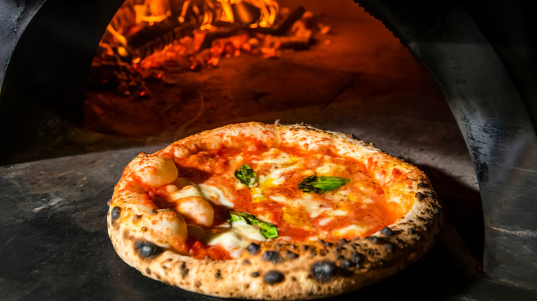 A wood-fired pizza and oven