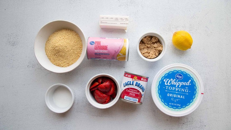 ingredients for strawberry lemonade pie