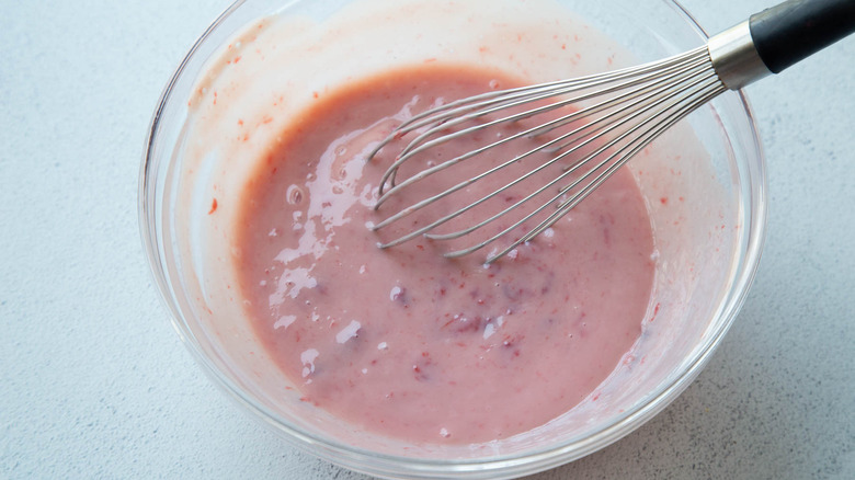 creamy strawberry mixture in a bowl