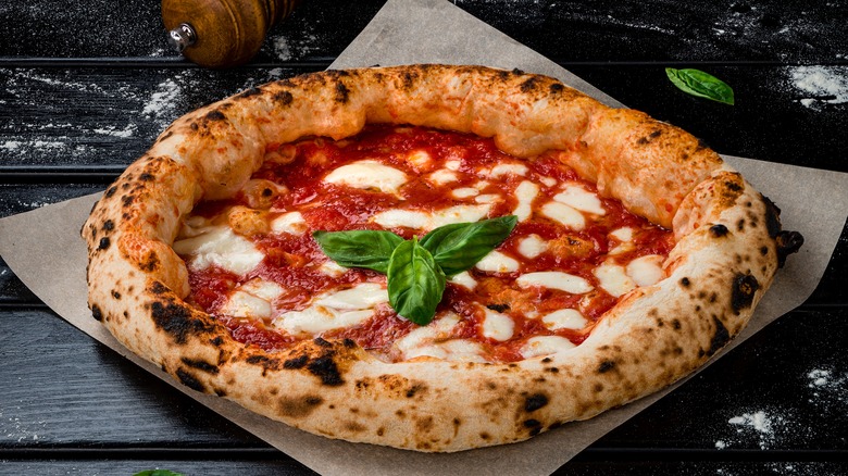 A freshly made Neapolitan style pizza