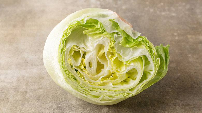 head of iceberg lettuce cut in half