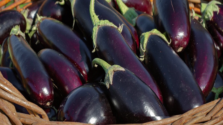 basket of eggplants