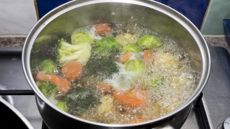 vegetables boiling in water