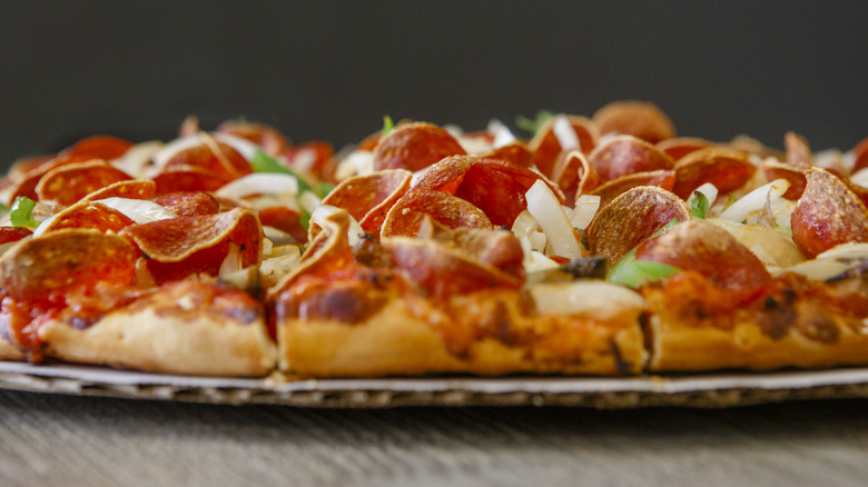 A Columbus-style pizza topped with pepperoni