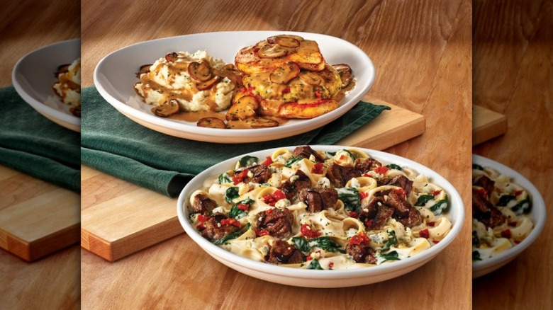 Olive Garden's Steak Gorgonzola Alfredo and Stuffed Chicken Marsala