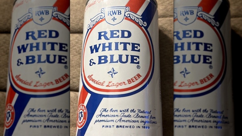 red white & blue beer can