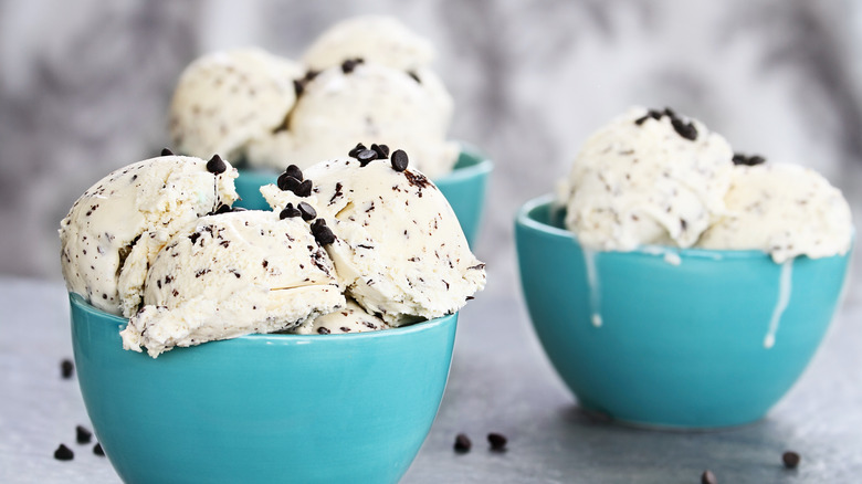 bowls of chocolate chip ice cream