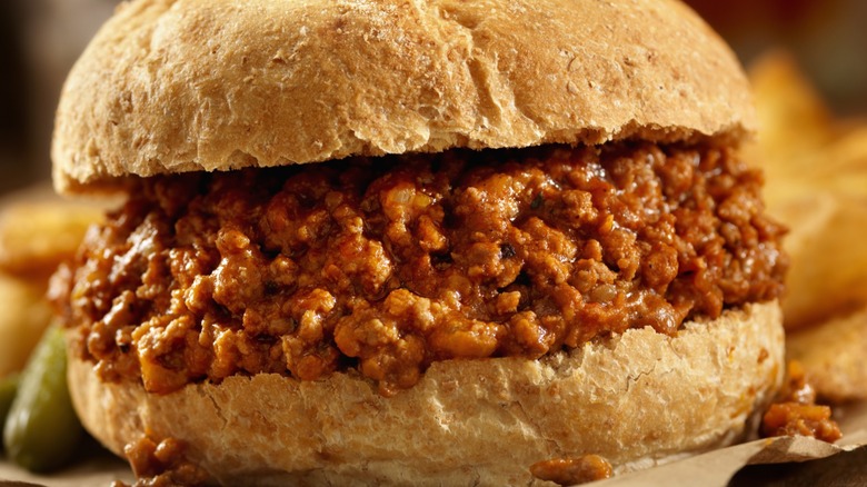 Sloppy Joe on crusty bun