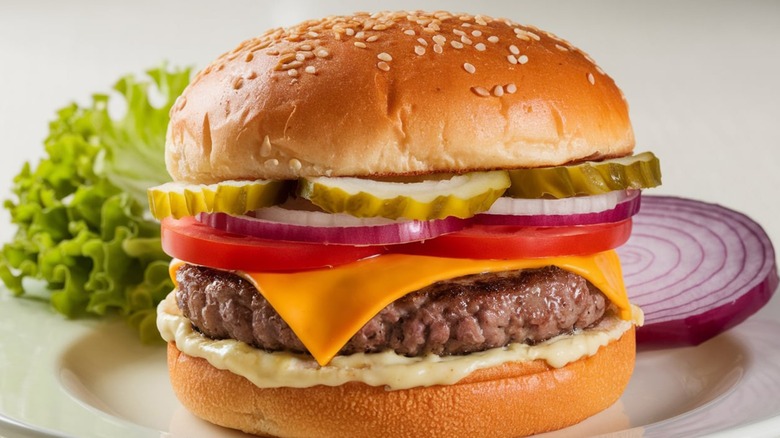 A typical American cheeseburger.