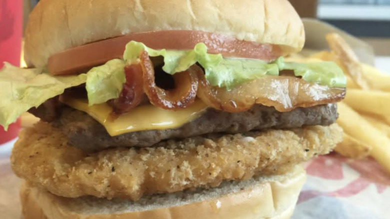 Close up of a Wendy's Barnyard Burger