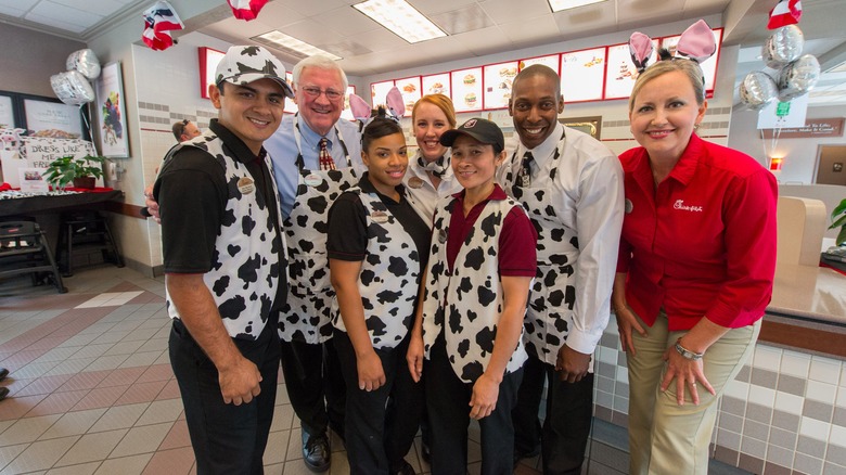 Chick-fil-A workers dressed as cows