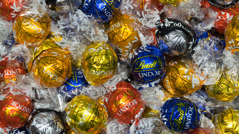 A pile of Lindt chocolate truffles