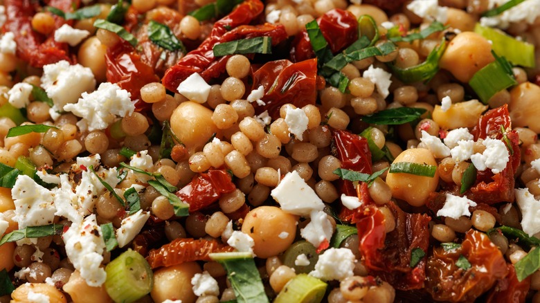 couscous salad with sun dried tomatoes and cheese