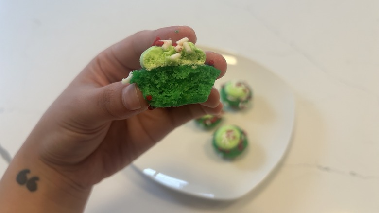 half bitten pickle cupcake