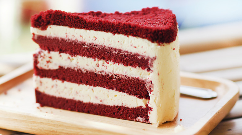 Slice of red velvet cake