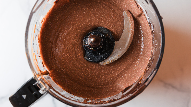 Chocolate ice cream in food processor