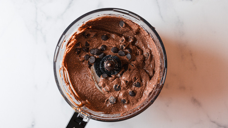 Chocolate chip ice cream in food processor