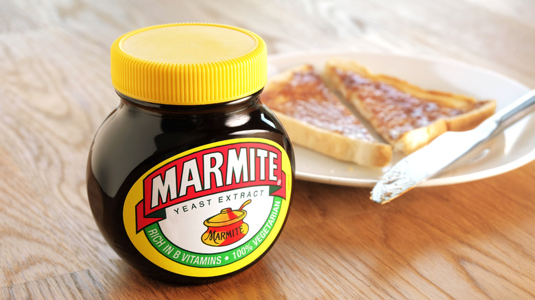 Marmite jar with toast