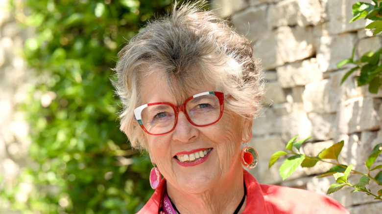 Prue Leith wearing dangling earrings