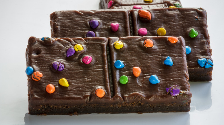 Close-up of two Cosmic brownies