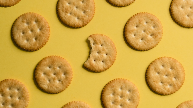 snack crackers with bite taken