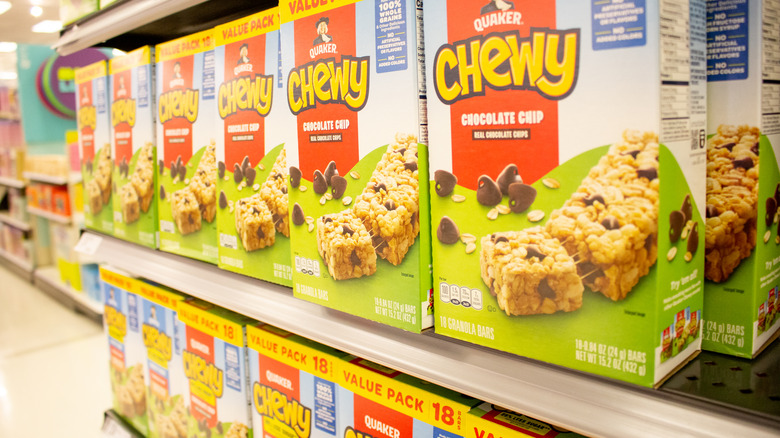 Quaker chewy granola bars on store shelves