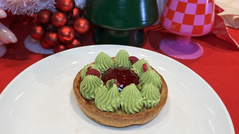 Starbucks Reserve's Pistachio Raspberry Tart on a table