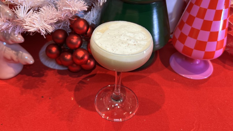 Starbucks Reserve's Eggnog Espresso Martini on a table