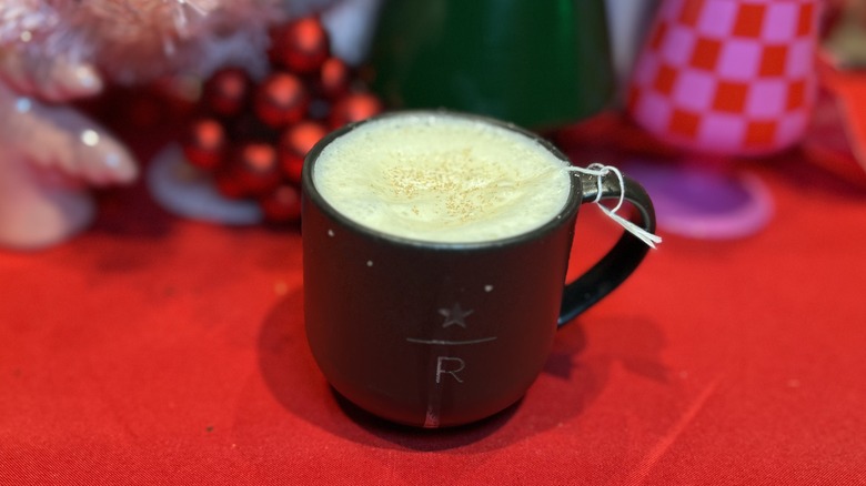 Starbucks Reserve's Fog Nog Tea Latte on a table