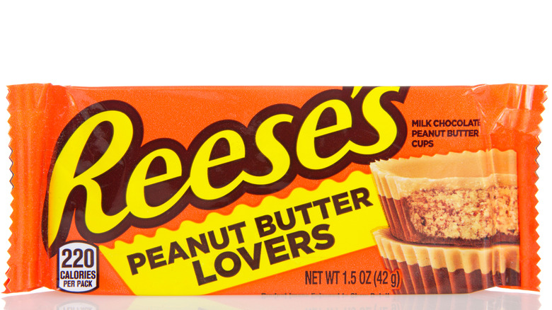 A Reese's Peanut Butter Lovers wrapper is shown.