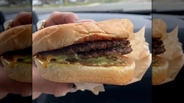 Burgerville burger with goop sauce