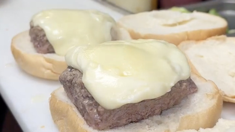 Steamed cheeseburgers being prepped at Ted's in Connecticut