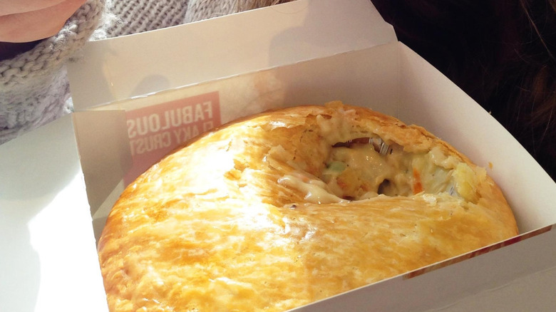 KFC's chicken pot pie with a bite taken out