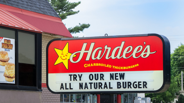 Sign outside Hardee's restaurant