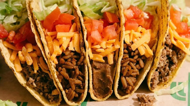 A trio of beef tacos