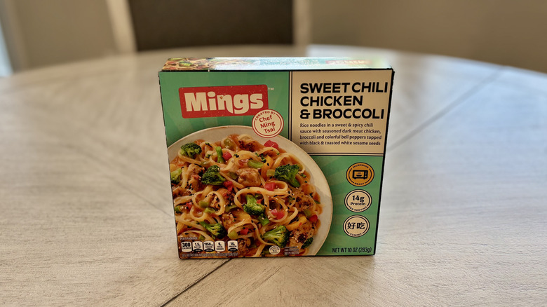 Mings Sweet Chili Chicken & Broccoli box on table