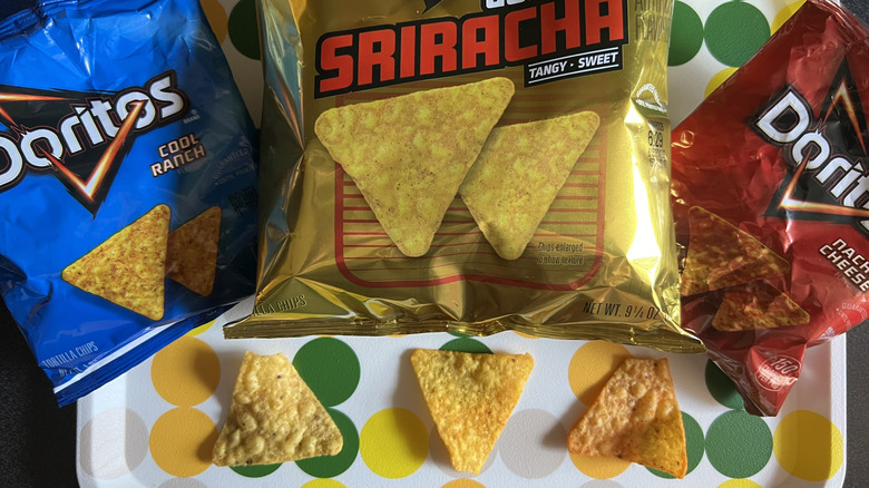 Doritos Cool Ranch, Golden Sriracha, and Nacho Cheese