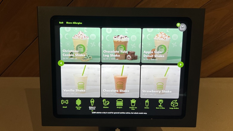 Shake Shack's kiosk menu screen