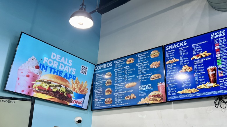 Digital TV menu boards inside a Sonic