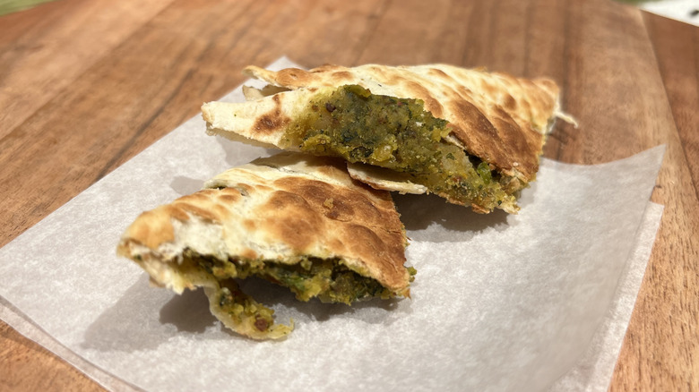 Starbucks' Spicy Pita Falafel cut in two