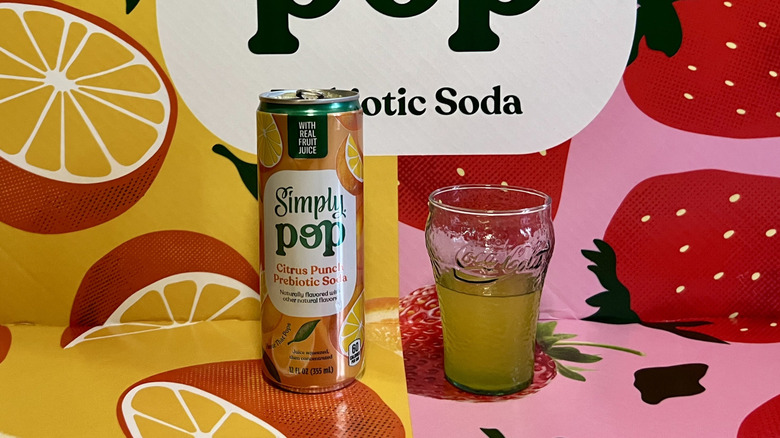 Simply Pop Citrus Punch can and glass