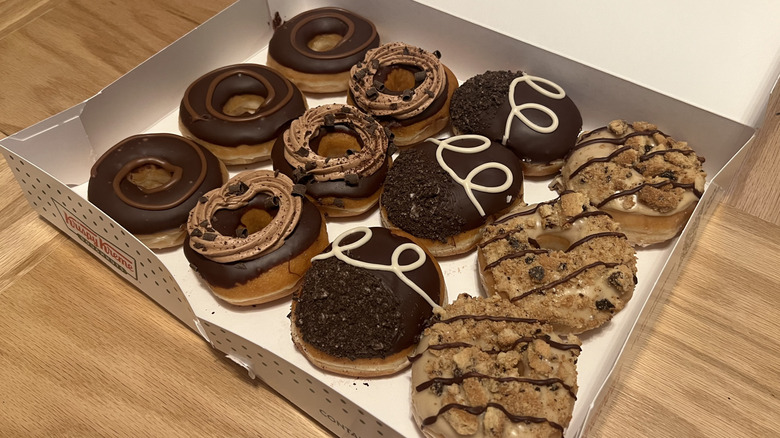 Box of Krispy Kreme Chocomania doughnuts