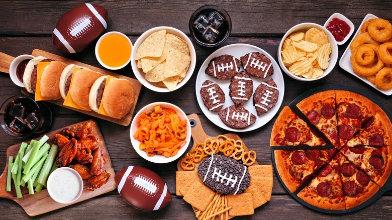 An array of Super Bowl foods