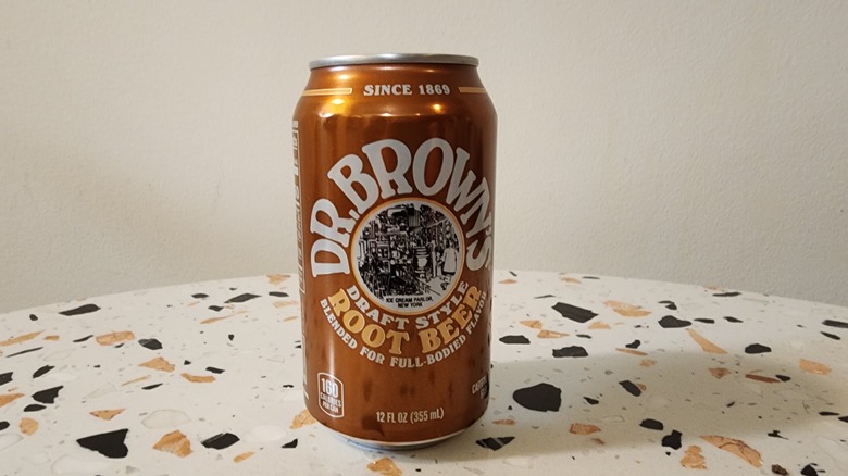 can of Dr. Brown's root beer