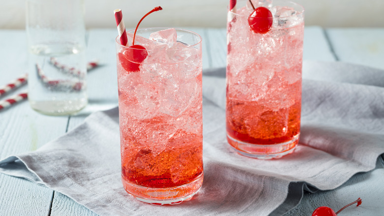 Two shirley temple sodas