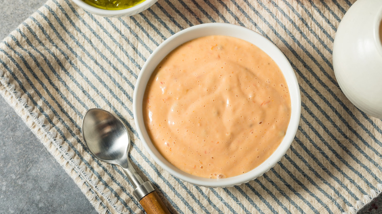 bowl of creamy orange sauce