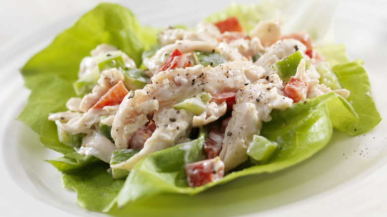 Chicken mayo salad on lettuce