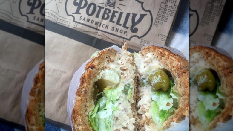 Potbelly tuna sandwich with green olives