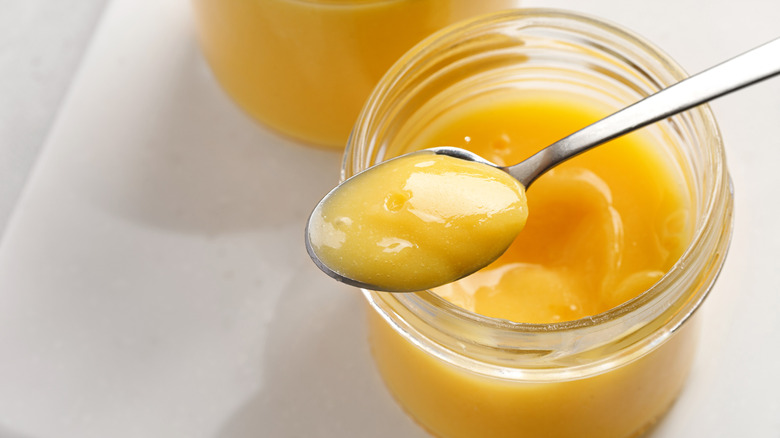 spoon of lemon curd